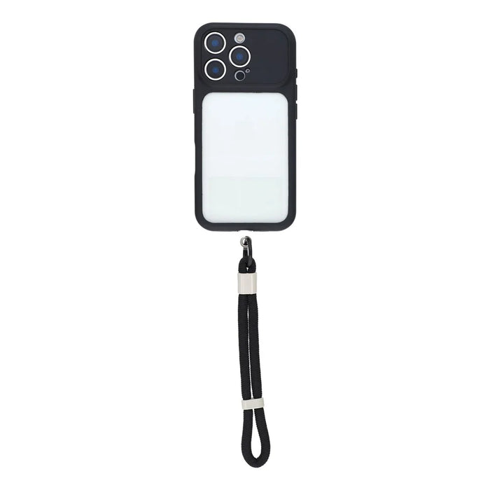 For iPhone 16 Pro Max Case Large Window TPU + PC Rubberized Phone Cover with Wrist Strap - Black - 2