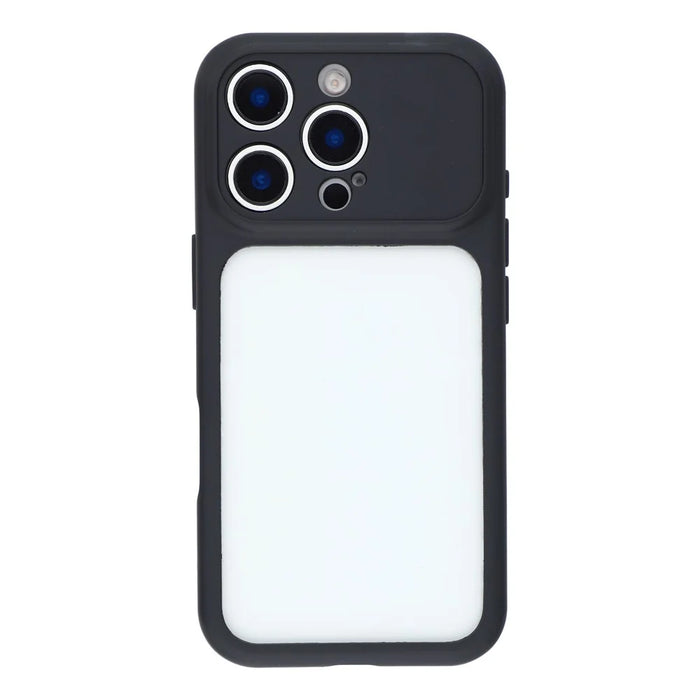 For iPhone 16 Pro Max Case Large Window TPU + PC Rubberized Phone Cover with Wrist Strap - Black - 3