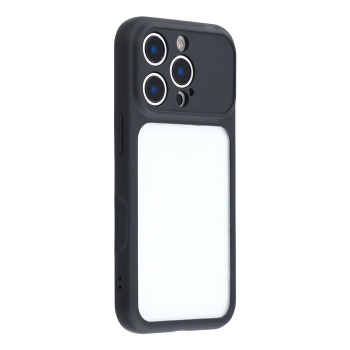 For iPhone 16 Pro Max Case Large Window TPU + PC Rubberized Phone Cover with Wrist Strap - Black - 4