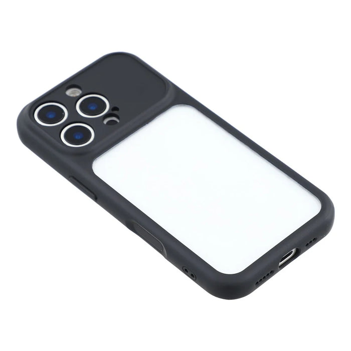 For iPhone 16 Pro Max Case Large Window TPU + PC Rubberized Phone Cover with Wrist Strap - Black - 5