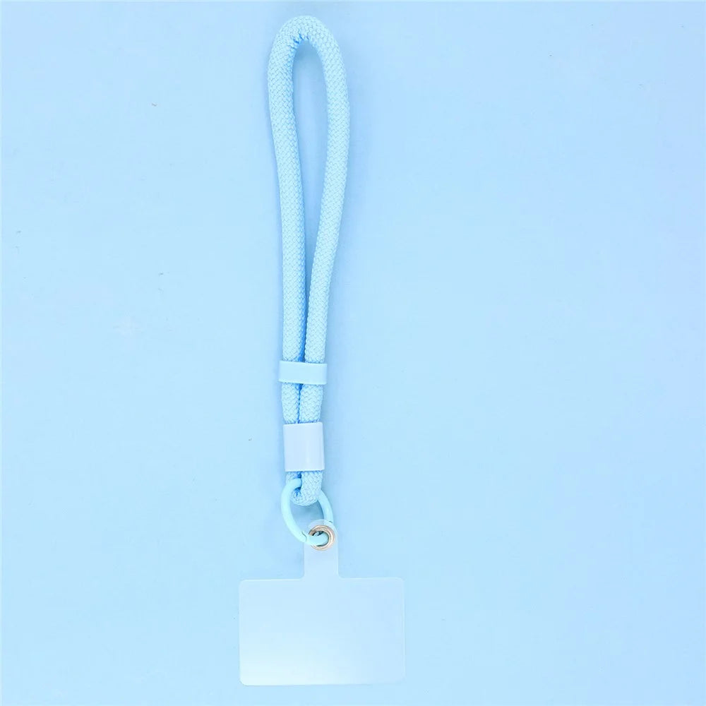 For iPhone 15 Pro Case Large Window TPU + PC Rubberized Phone Cover with Wrist Strap - Blue - 7