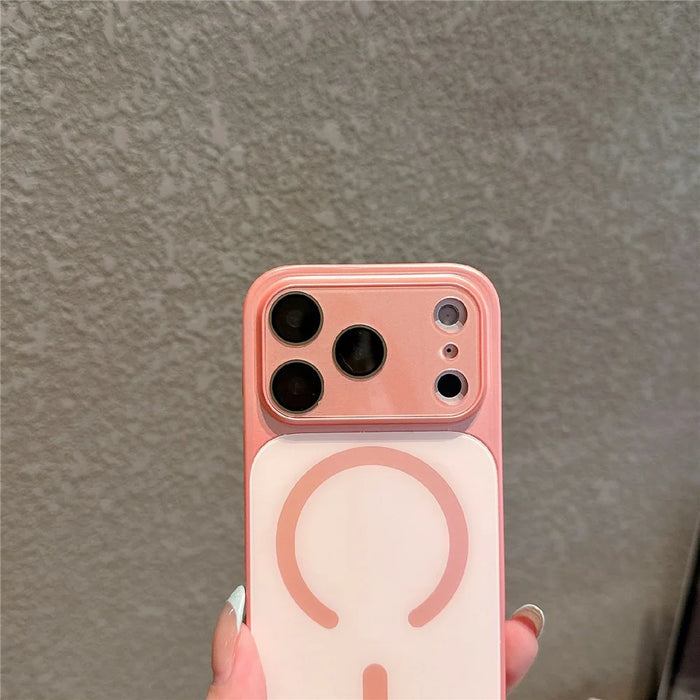 For iPhone 17 Pro Max Magnetic Case Frosted Color Matching Leather + PC + TPU Shockproof Phone Cover - Pink - 4