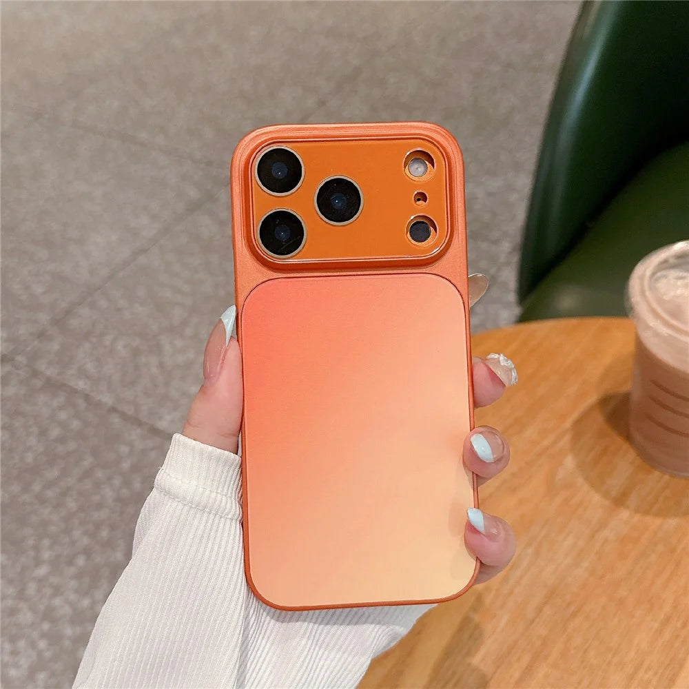 For iPhone 17 Pro Max Case PU Leather + PC + TPU Gradient Anti-fingerprint Matte Back Cover - Orange - 1