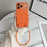 For iPhone 17 Pro Case Metal Paint Litchi Texture PU Leather Phone Back Cover with Wrist Strap - Orange - 1