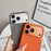 For iPhone 17 Pro Case Metal Paint Litchi Texture PU Leather Phone Back Cover with Wrist Strap - Orange - 2