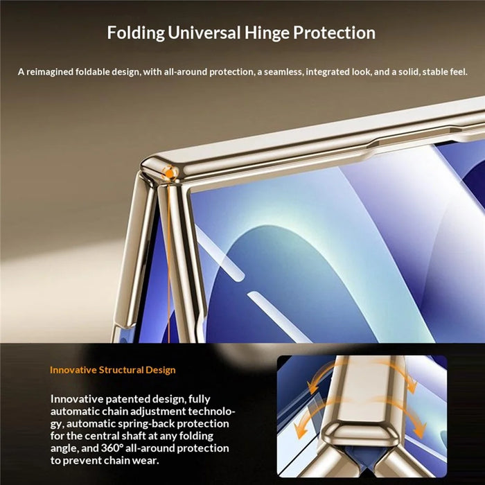 For Samsung Galaxy Z Fold8 Case with HD Clear Tempered Glass Film , Hinge Protection PC Phone Cover - Gold - 2