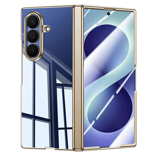 For Samsung Galaxy Z Fold8 Ultra Case with HD Clear Tempered Glass Film , Hinge Protection PC Phone Cover - Gold - 1