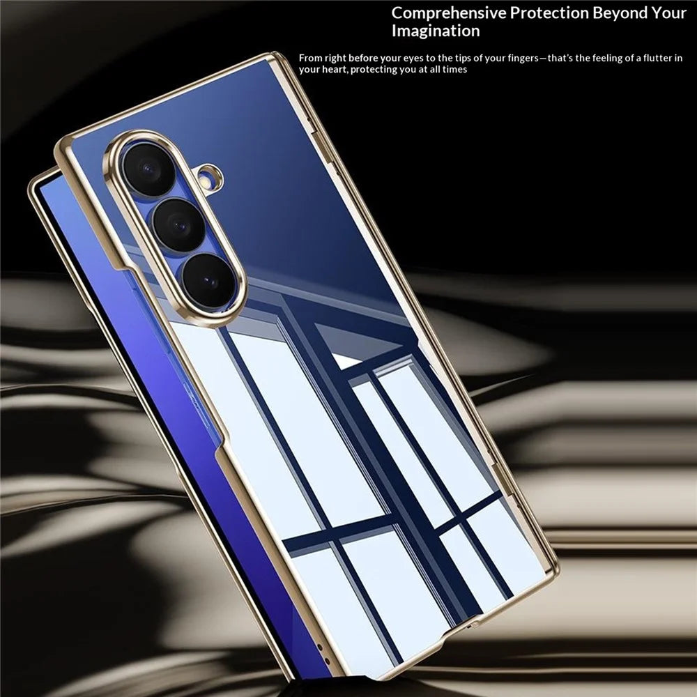 For Samsung Galaxy Z Fold8 Ultra Case with HD Clear Tempered Glass Film , Hinge Protection PC Phone Cover - Gold - 2