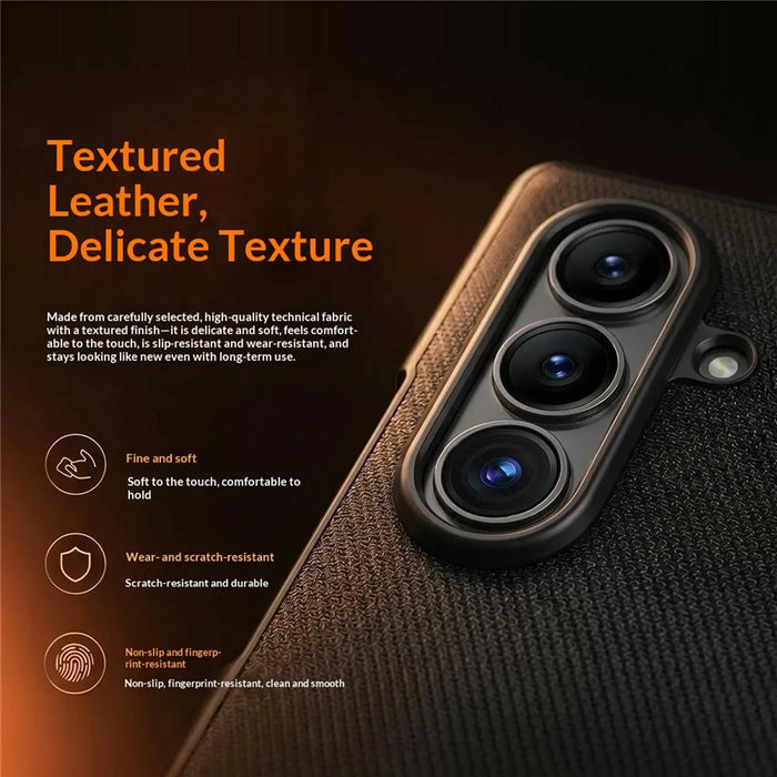 For Samsung Galaxy Z Fold8 Ultra Case Hinge Kickstand Tech Fabric Phone Back Cover with Privacy Tempered Glass Film - Blue - 5