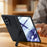 For Samsung Galaxy Z Fold8 Ultra Case Hinge Kickstand Tech Fabric Phone Back Cover with Privacy Tempered Glass Film - Blue - 6