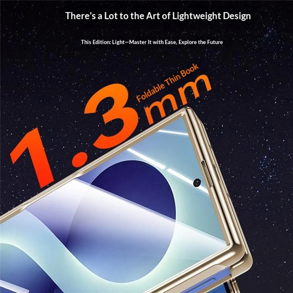 For Samsung Galaxy Z Fold8 Case with HD Clear Screen Film , Magnetic Rotating Kickstand Electroplating PC Phone Cover - Gold - 5