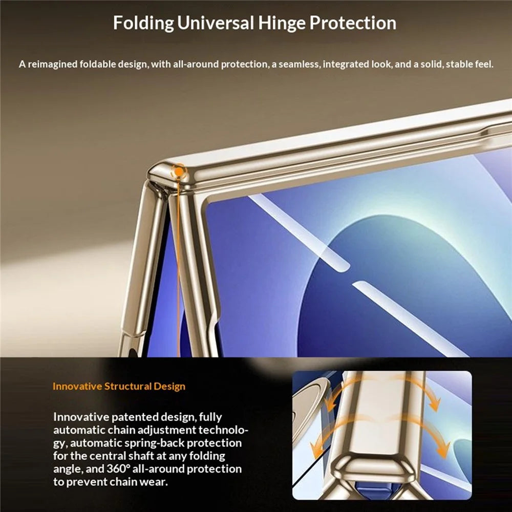 For Samsung Galaxy Z Fold8 Ultra Case with Anti-Spy Screen Film , Magnetic Rotating Kickstand Electroplating PC Phone Cover - Gold - 3