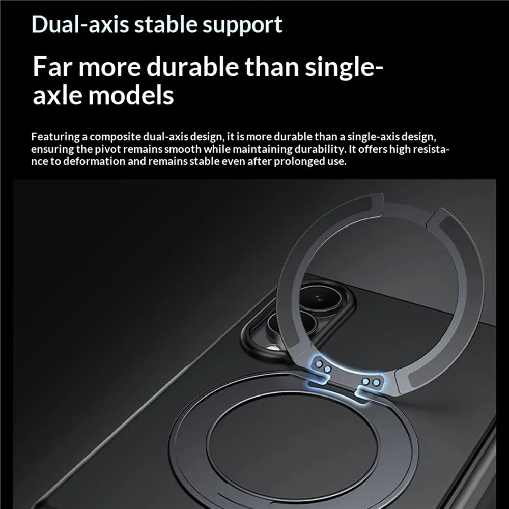 For Samsung Galaxy Z Fold8 Case Magnetic Rotating Kickstand Hard PC Phone Cover with HD Clear Tempered Glass Film - Black - 3