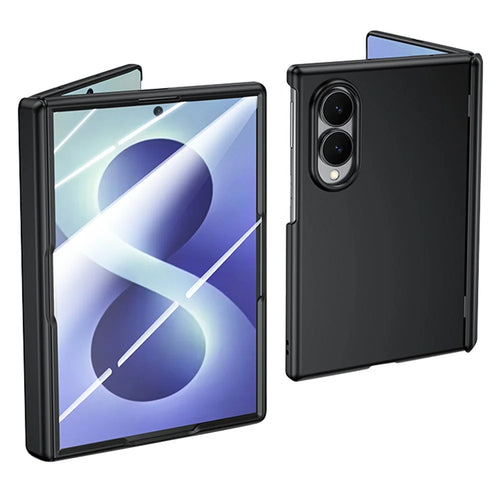 For Samsung Galaxy Z Fold8 Case with HD Clear Tempered Glass Film Hard PC Skin-touch Phone Cover - Black - 1