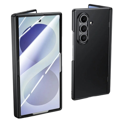 For Samsung Galaxy Z Fold8 Ultra Case with HD Clear Tempered Glass Film Hard PC Skin-touch Phone Cover - Black - 1