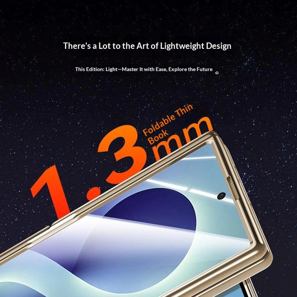 For Samsung Galaxy Z Fold8 Ultra Magnetic Case with Anti-Spy Tempered Glass Film , Hinge Protection Electroplated PC Phone Cover - Gold - 3