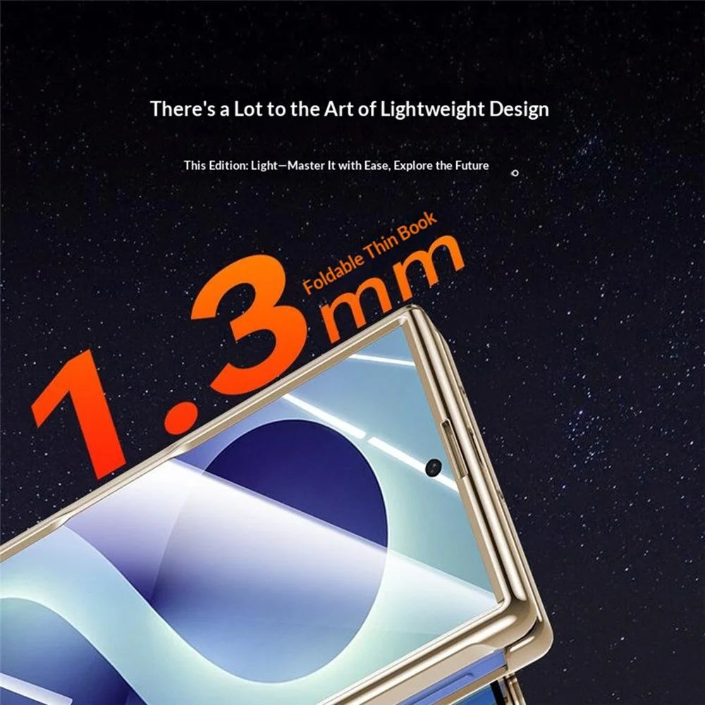For Samsung Galaxy Z Fold8 Magnetic Case with Anti-Spy Tempered Glass Film , Hinge Protection Electroplated PC Phone Cover - Gold - 6