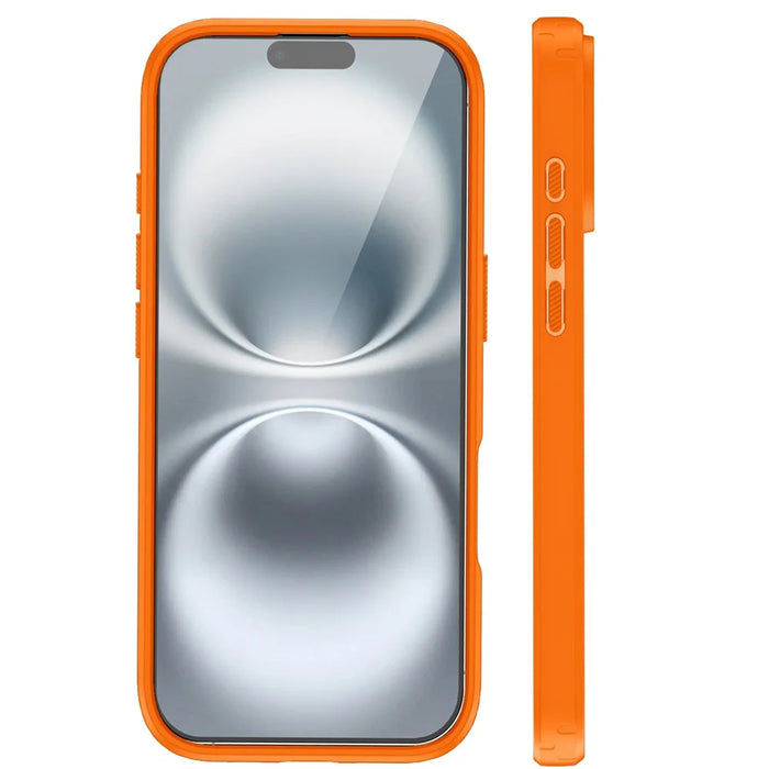 For iPhone 17 Magnetic Case TPU Frame Clear PC Back Anti-drop Phone Cover - Orange - 2