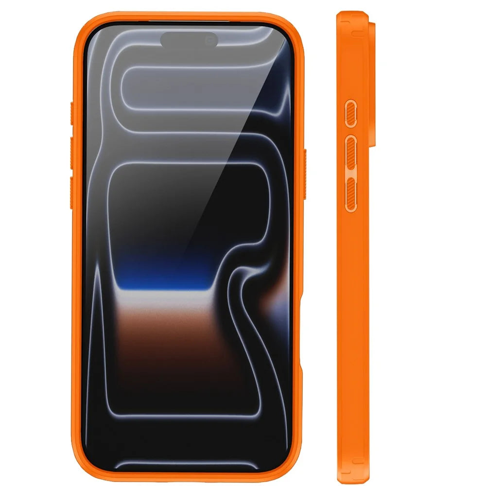 For iPhone 17 Pro Max  /  18 Pro Max Magnetic Case TPU Frame Clear PC Back Anti-drop Phone Cover - Orange - 2