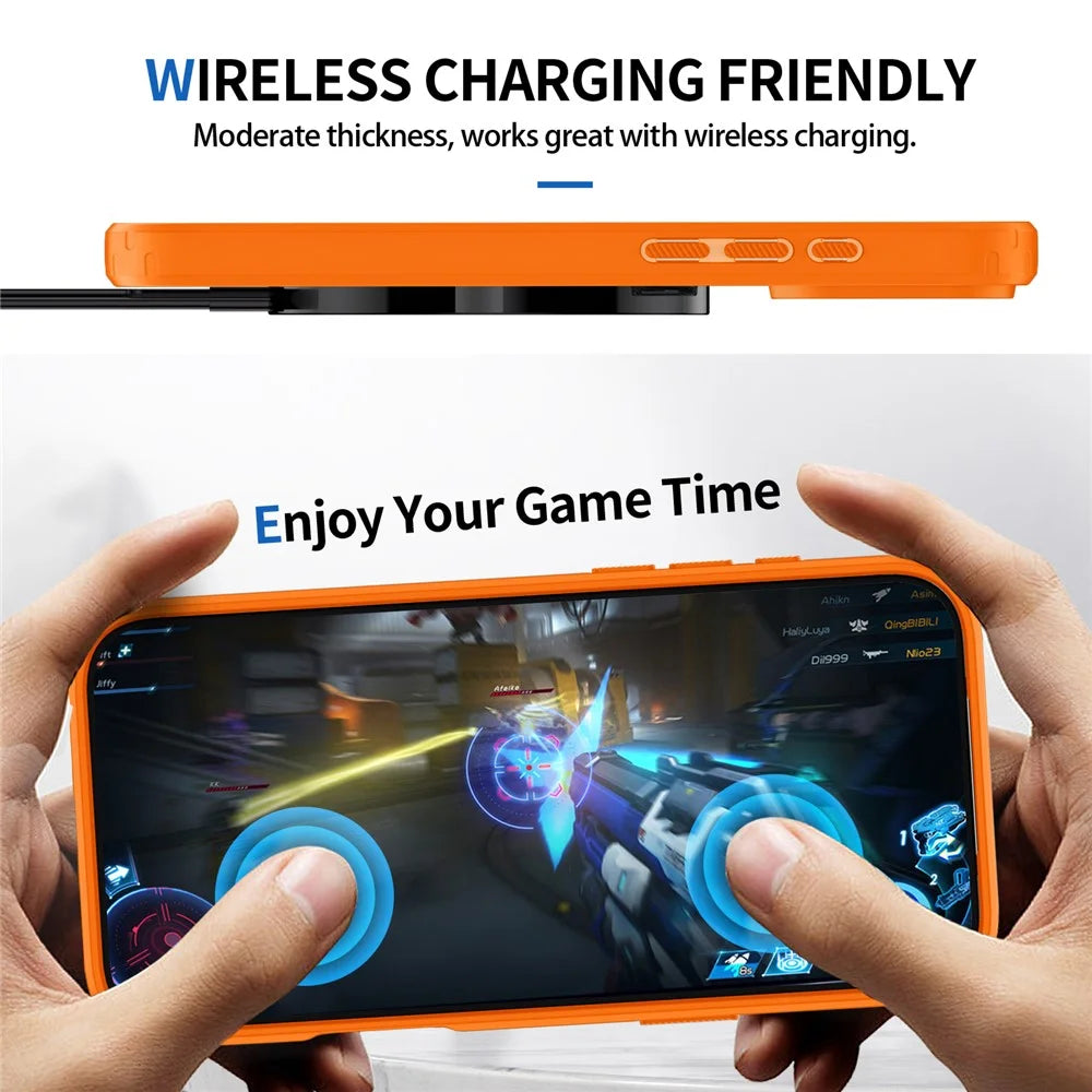 For iPhone 17 Pro Max  /  18 Pro Max Magnetic Case TPU Frame Clear PC Back Anti-drop Phone Cover - Orange - 6