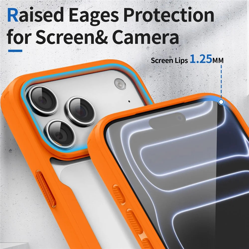For iPhone 17 Pro Max  /  18 Pro Max Magnetic Case TPU Frame Clear PC Back Anti-drop Phone Cover - Orange - 7