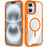 For iPhone 16 Magnetic Case TPU Frame Clear PC Back Anti-drop Phone Cover - Orange - 1