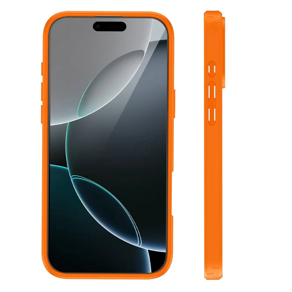 For iPhone 16 Pro Magnetic Case TPU Frame Clear PC Back Anti-drop Phone Cover - Orange - 2