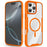 For iPhone 16 Pro Max Magnetic Case TPU Frame Clear PC Back Anti-drop Phone Cover - Orange - 1