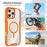 For iPhone 16 Pro Max Magnetic Case TPU Frame Clear PC Back Anti-drop Phone Cover - Orange - 6