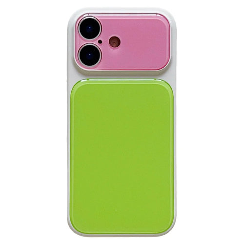 For iPhone 17 Case Contrast Color PC + TPU Phone Cover - White  /  Green  /  Pink - 1