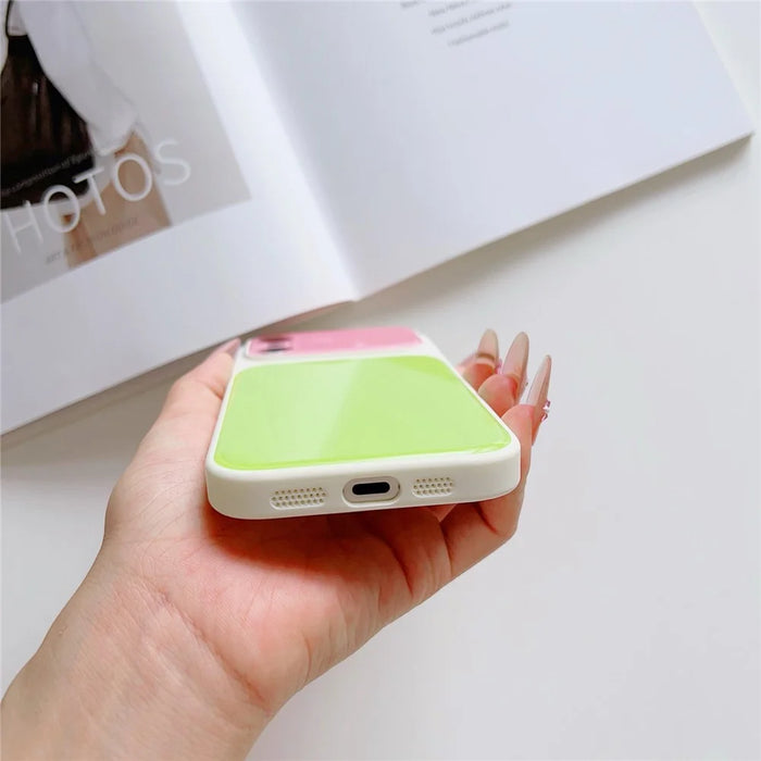 For iPhone 17 Case Contrast Color PC + TPU Phone Cover - White  /  Green  /  Pink - 3