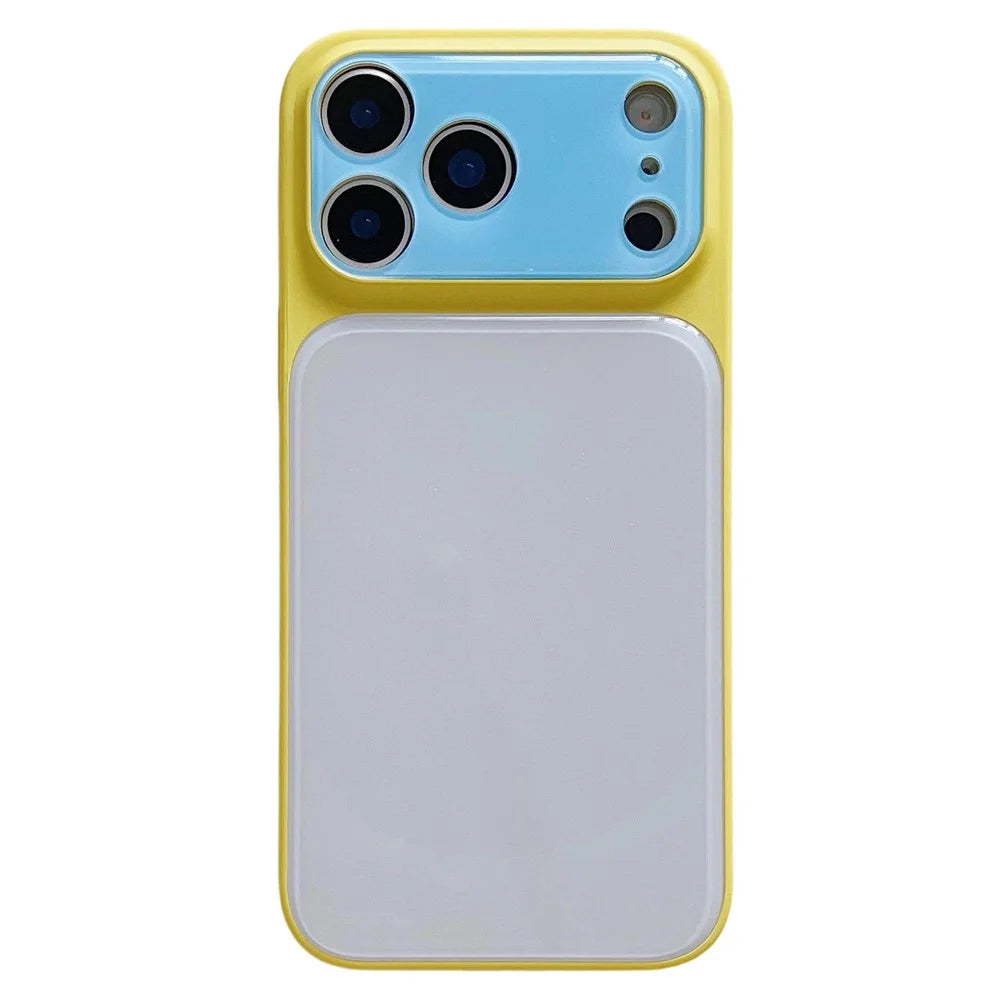 For iPhone 17 Pro Max Case Contrast Color PC + TPU Phone Cover - Yellow  /  White  /  Blue - 1