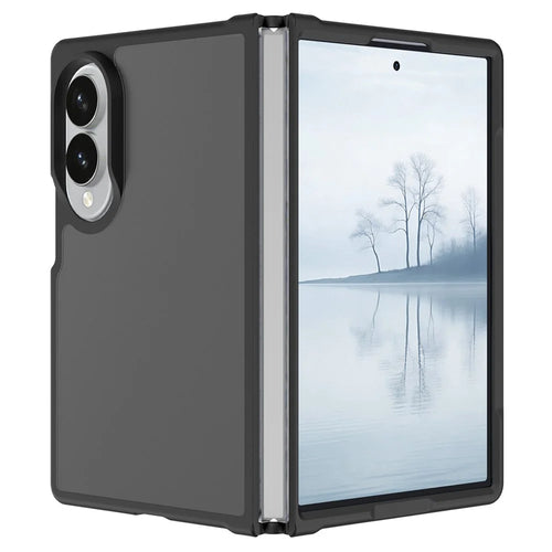 For Samsung Galaxy Z Fold8 Case Skin Touch TPU Frame Acrylic Back Phone Cover - Black - 1
