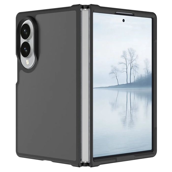 For Samsung Galaxy Z Fold8 Case Skin Touch TPU Frame Acrylic Back Phone Cover - Black - 1