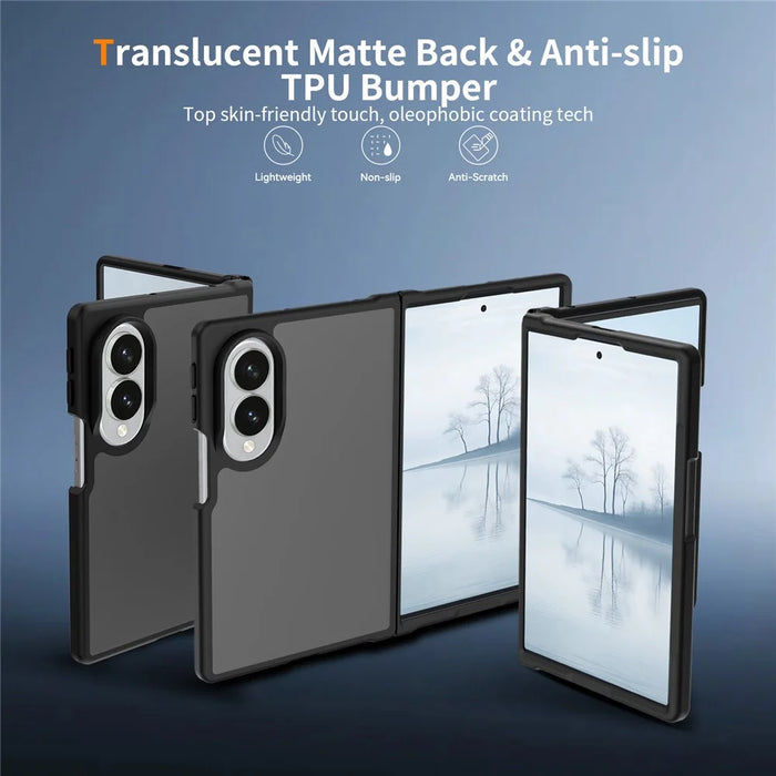 For Samsung Galaxy Z Fold8 Case Skin Touch TPU Frame Acrylic Back Phone Cover - Black - 2