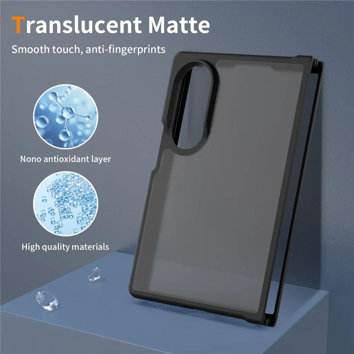 For Samsung Galaxy Z Fold8 Case Skin Touch TPU Frame Acrylic Back Phone Cover - Black - 4