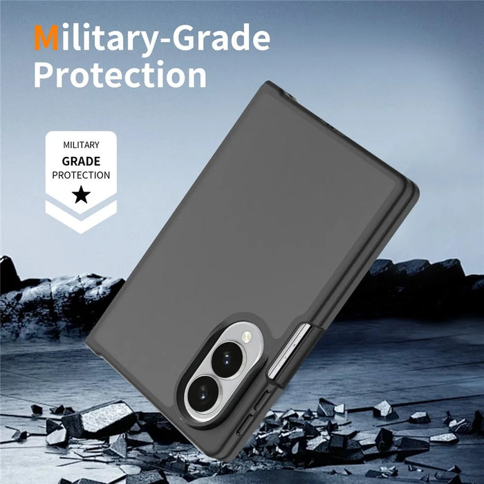 For Samsung Galaxy Z Fold8 Case Skin Touch TPU Frame Acrylic Back Phone Cover - Black - 6