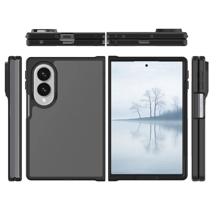 For Samsung Galaxy Z Fold8 Case Skin Touch TPU Frame Acrylic Back Phone Cover - Black - 7
