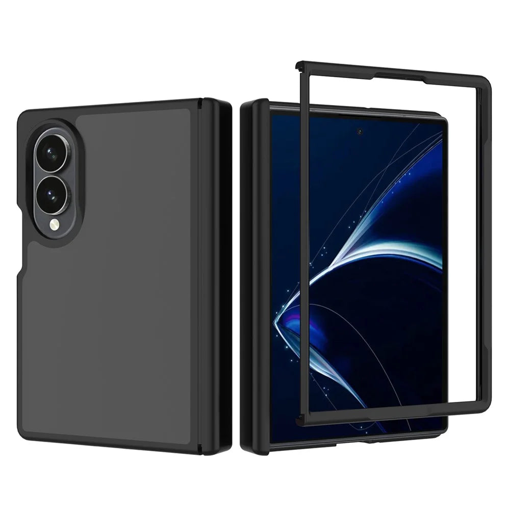 For Samsung Galaxy Z Fold8 Case Hinge Protection Translucent Matte TPU + Acrylic Phone Cover with Front Frame - Black - 1