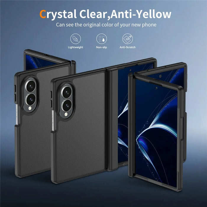 For Samsung Galaxy Z Fold8 Case Hinge Protection Translucent Matte TPU + Acrylic Phone Cover with Front Frame - Black - 2