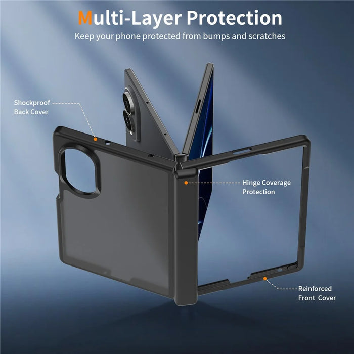 For Samsung Galaxy Z Fold8 Case Hinge Protection Translucent Matte TPU + Acrylic Phone Cover with Front Frame - Black - 3