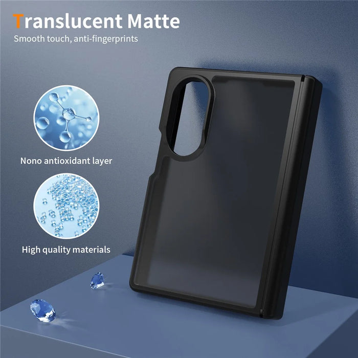 For Samsung Galaxy Z Fold8 Case Hinge Protection Translucent Matte TPU + Acrylic Phone Cover with Front Frame - Black - 4