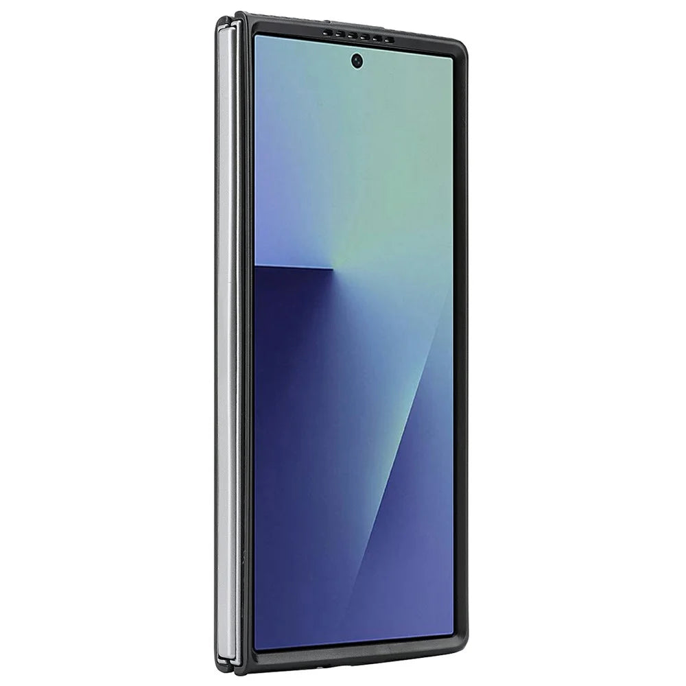 For Samsung Galaxy Z Fold8 Ultra Case Side-pasted Carbon Fiber Texture PU TPU Phone Cover with Metal Magnetic Ring - Black - 3