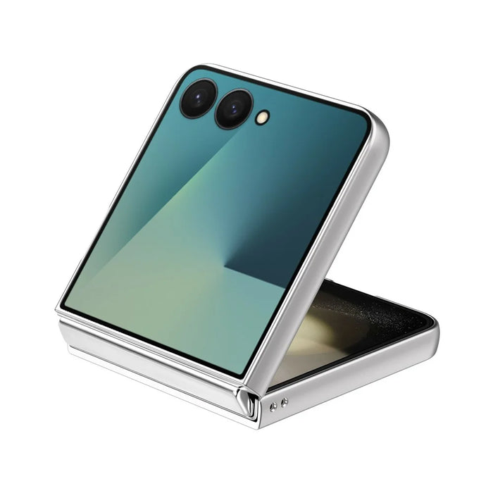 For Samsung Galaxy Z Flip8 Case Electroplating Wave Texture Leather + PC Folding Phone Cover - Purple  /  Blue - 3