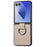 For Samsung Galaxy Z Flip7 5G Case Litchi Texture Leather + Pc Phone Cover with Ring Holder - Khaki - 1
