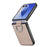 For Samsung Galaxy Z Flip7 5G Case Litchi Texture Leather + Pc Phone Cover with Ring Holder - Khaki - 4