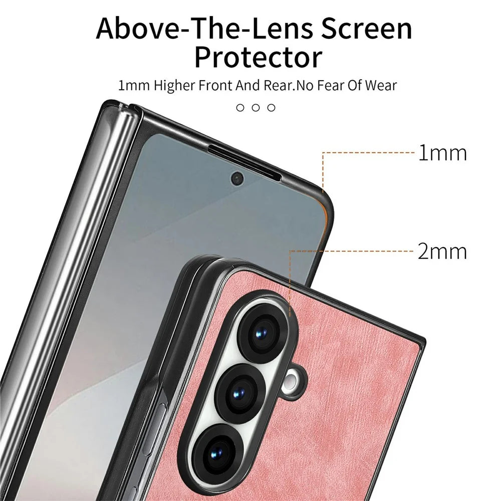 For Samsung Galaxy Z Fold8 Ultra Stress Relief Retro Leather Back Cover Phone Case with Rotating Kickstand - Pink - 6