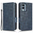 Protective Phone Cover For Nokia X30 5G, Imprinted Triangle Pattern PU Leather Wallet Stand Anti-scratch Case with Hand Strap - Blue - 1