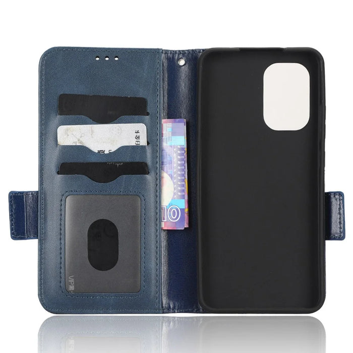 Protective Phone Cover For Nokia X30 5G, Imprinted Triangle Pattern PU Leather Wallet Stand Anti-scratch Case with Hand Strap - Blue - 5