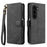 AZNS A2 for OnePlus Turbo 6X 5G Leather Case with Wrist Strap RFID Blocking Wallet Stand Phone Cover - Black - 1